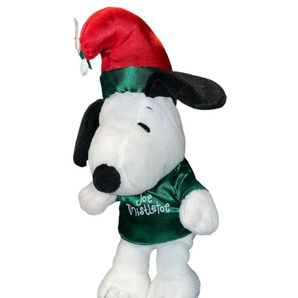 10" Snoopy Plush Peanuts Joe Mistletoe Santa Stuffed Animal Christmas Nursery - Picture 3 of 10